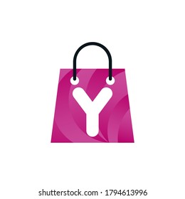 Abstract letter y with shopping bag. Abstract shopping y logo. Online y 
 letter shop logo. letter shopping logo.Shopping bag