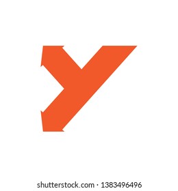 abstract letter y simple geometric arrow path logo vector