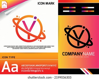 Abstract letter Y with space planet logo concept