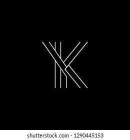 Abstract letter YK KY. Minimal logo design template. Vector letter logo with white and black color.