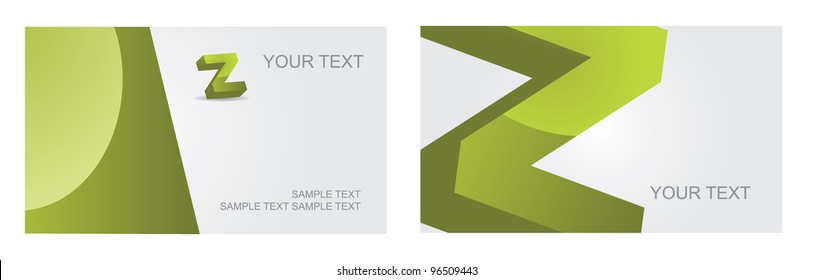 Abstract Letter Z alphabet symbol icon business card set EPS 8 vector, grouped for easy editing. No open shapes or paths.