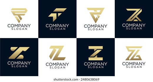 abstract letter z collection bundle set with gold gradient color