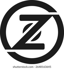 Abstract letter z inside a circle minimalist logo design with transparency