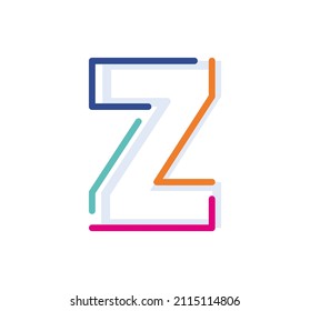 Abstract Letter Z Line Colorful linear logotype. modern letter lines with new pop art colors. Font alphabet template. Logo set thin line clean style.