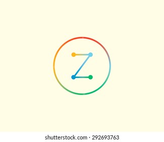 Abstract letter Z logo design template. Colorful lined creative sign. Universal vector icon.