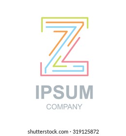 Abstract letter Z logo design template,Business,Colorful creative sign,vector icon,lines letters,Typographic elements,Modern type made of concentric lines