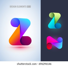 Abstract letter Z and N icon in material design style