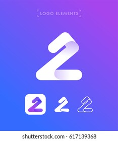 Abstract letter Z or number 2 origami style logo template