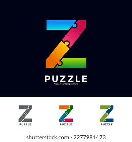 Abstract letter Z puzzle pieces colorful vector logo design. Suitable for business, education, game, sticker and template