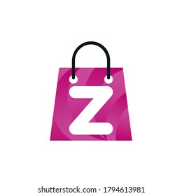 Abstract letter z with shopping bag. Abstract shopping z logo. Online z 
 letter shop logo. letter shopping logo.Shopping bag