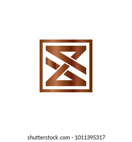 Abstract letter Z with wood color in a square vector