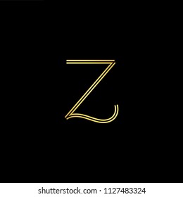 Abstract letter Z ZZ. minimal logo design template. Vector letter logo with gold and black color.