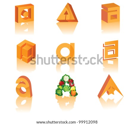 Abstract LetterA Symbol Icon Set EPS 8 vector, grouped for easy editing. No open shapes or paths.