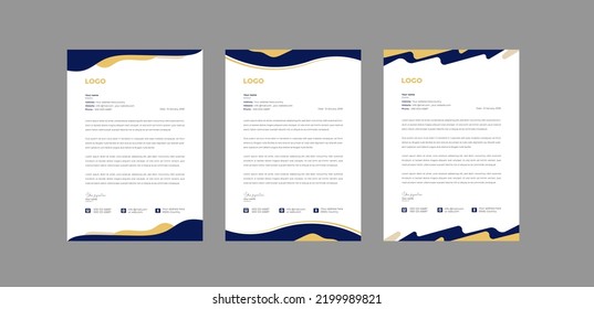 Plantilla de diseño de membrete abstracta. Conjunto de membrete moderno y corporativo. Tamaño A4