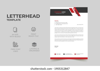 Abstract Letterhead Design Template Print Ready fully editable A4 Sie with bleed