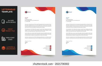 Abstract Letterhead Design Template Print Ready Stock Vector (Royalty ...