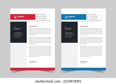 Abstract Letterhead Design Template, Vector Letterhead, Print Ready, Business style letter head templates