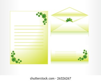 abstract letterhead, postcard, with clover floral