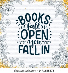 Abstract lettering about books and reading for poster design. Handwritten letters. Typography funny quote. Vector illustration