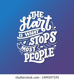 Abstract lettering about sport and fitness for poster or print design. Healthy lifestyle. Modern calligraphy for business success concept. Handwritten letters. Typography funny quote. Vector