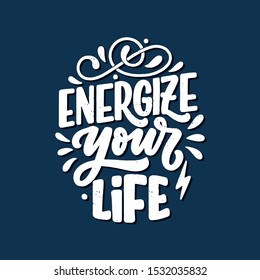 Abstract lettering about sport and fitness for poster or print design. Healthy lifestyle. Modern calligraphy for business success concept. Handwritten letters. Typography funny quote. Vector