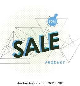Abstract lettering discount background geometric for flyer design. Vector abstract background. Banner, flyer, brochure
