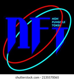 abstract lettering of the logo of a non-fungible token with rings on a dark background