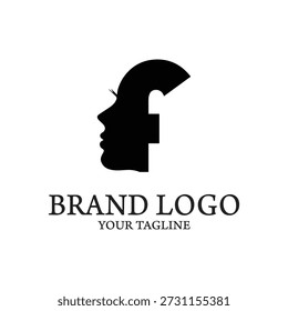 Abstract lettermark merging human profile with initial 'f' symbol for elegant branding