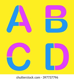 Abstract letters A,B,C,D logo design template,technology,electronics,digital, futuristic vector logo icon logotype.
