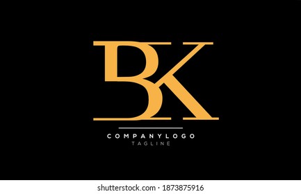 Resumen de las letras B y K del logotipo vinculado. Plantilla de diseño de logotipos de vectores planos