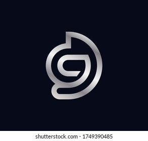Abstrakte Buchstaben CD- oder DC-Logo-Einstiegslogo in silberner Farbe.