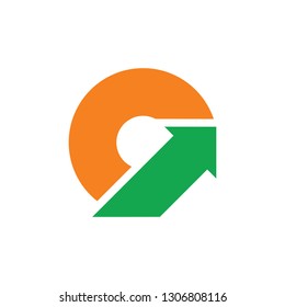 abstract letters cg arrow up geometric logo vector