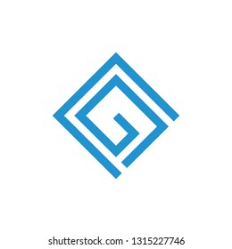 abstract letters cg geometric square logo vector