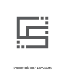 abstract letters cs dots geometric line logo vector