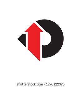 abstract letters d geometric arrow up logo vector