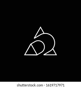 Abstract letters DD. Logotype for architect real estate company in black background inside triangle