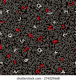 abstract letters doodle seamless pattern