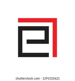 abstract letters e geometric arrow square logo vector