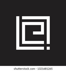 abstract letters e geometric square logo vector