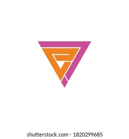 abstract letters e triangle line arrow geometric logo vector