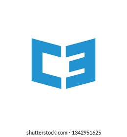 abstract letters ec simple geometric logo vector