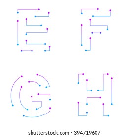 Abstrakte Buchstaben E,F,G,H Logo-Designvorlage