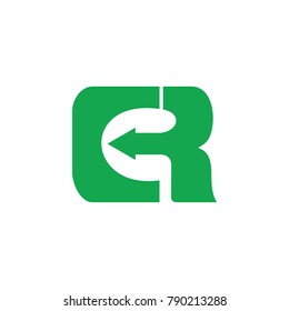 abstract letters er or cr with arrow logo vector 