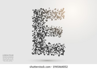 Abstrakte Buchstaben Schriftart besteht aus dreidimensionalen Dreiecken, Linien, Punkten und Spinnennetzen von Verbindungen. Vektorgrafik eps10.