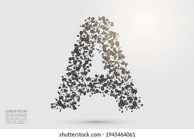 Abstract letters font is composed of three-dimensional triangles, lines, dots and spider webs of connections. Vector illustration eps 10.