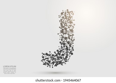 Abstract letters font is composed of three-dimensional triangles, lines, dots and spider webs of connections. Vector illustration eps 10.