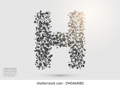 Abstract letters font is composed of three-dimensional triangles, lines, dots and spider webs of connections. Vector illustration eps 10.