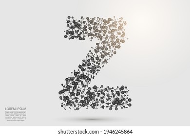 Abstract letters font is composed of three-dimensional triangles, lines, dots and spider webs of connections. Vector illustration eps 10.