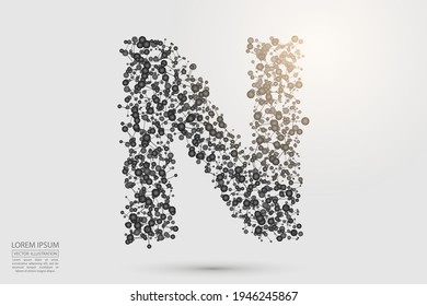 Abstract letters font is composed of three-dimensional triangles, lines, dots and spider webs of connections. Vector illustration eps 10.