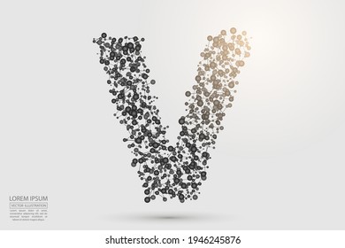 Abstract letters font is composed of three-dimensional triangles, lines, dots and spider webs of connections. Vector illustration eps 10.